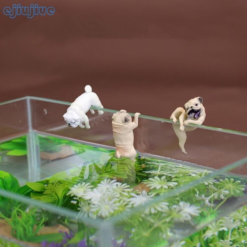 Cc Aquarium ตกแต่ง PVC สัตว์ Miniature Puppy ตุ๊กตาขนาดเล็กปลอดภัยสําหรับน้ําจืดและน้ําเค็มขนาดเล็กปลาขนาดกลาง Tan