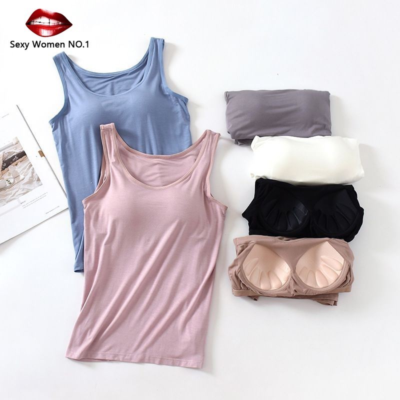 M-3xl บราญี่ปุ่นพร้อมแผ่นรองหน้าอก เสื้อกล้ามโมดอล เสื้อกั๊กดีไซน์ส่วนบุคคล