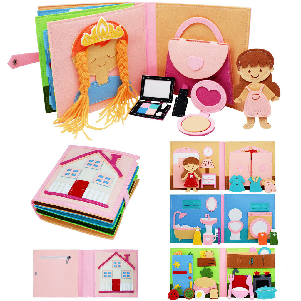 หนังสือเงียบของมอนเตสซอรี่สําหรับเด็กวัยหัดเดิน, หนังสือยุ่งกิจกรรมนุ่ม, หนังสือผ้าสักหลาด, ของเล่นเดินทางประสาทสัมผัสพร้อมกิจกรรมการเรี