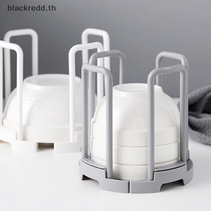 Bred Retractable Desktop Bowl Holder Kitchen Organizer พลาสติกท่อระบายน้ําถ้วยน้ําชั้นวางตู้จานชั้นเก็บแผ่นเครื่องมือ.