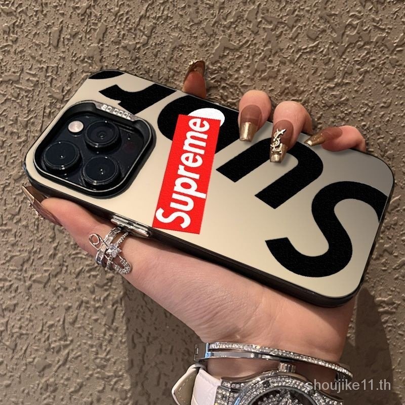 สีเงินอินเทรนด ์ สีแดงสีดําเหมาะสําหรับ Apple 15/14/13 เคสโทรศัพท ์ iPhone12/11Promax7/8plus QVUG