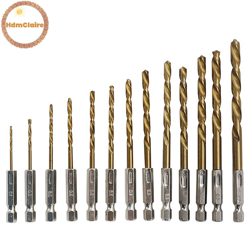 Hdmclaire 13 ชิ้น 1/4 Hex Shank 1.5-6.5 มิลลิเมตรดอกสว่าน HSS เหล็กความเร็วสูงเจาะชุดเครื่องมือ TH