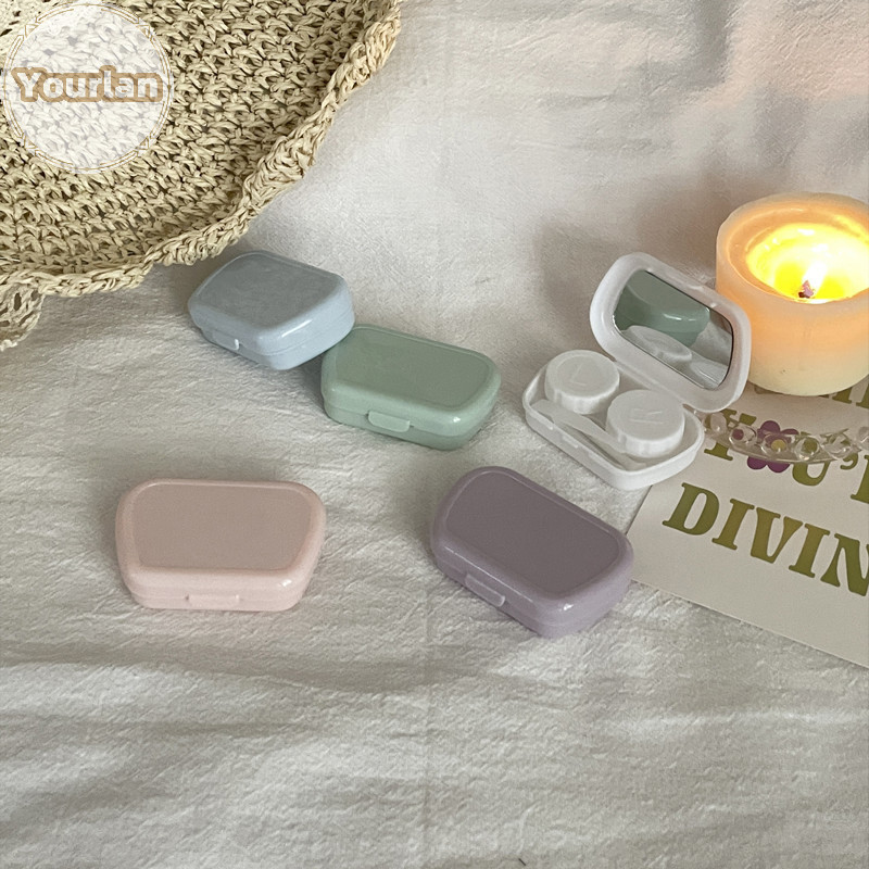 กล่องคอนแทคเลนส์ Yourlan ป้องกันการรั่วไหล ฝาครอบเลนส์คอนเทนเนอร์พร้อมกระจกคอนแทคเลนส์ Companion Box