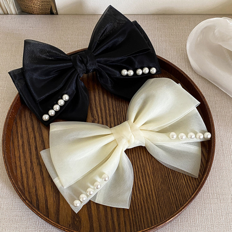 กิ ๊ บมุกฤดูใบไม ้ ผลิคลิปแฟชั ่ นเกาหลี Elegant Organza กิ ๊ บติดผมอุปกรณ ์ เสริมผมสําหรับผู ้ หญิงหญิง