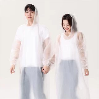 เสื้อกันฝนแบบชิ้นเดียวโปร่งใส Eva กันน้ำ น้ำหนักเบา มีฮู้ด เสื้อคลุมกันฝนหนาสำหรับกิจกรรมกลางแจ้ง พกพาสะดวก 🎇
