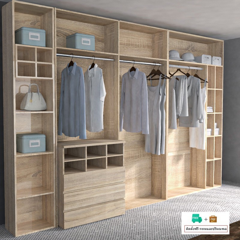 Inhome Furniture Walk-in Closet Set หน้ากว้าง 3.27 เมตร ตู้เสื้อผ้าวอล์คอิน