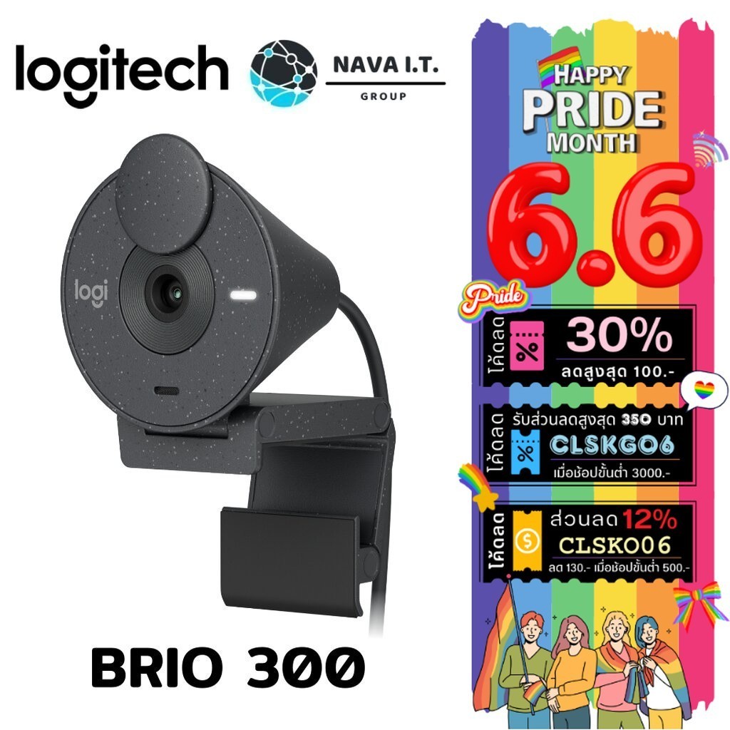 ⚡️กรุงเทพฯด่วน1ชั่วโมง⚡️ LOGITECH BRIO 300 (สีดำ) FULL HD WEBCAM รองรับ USB-C กล้องเว็บแคม รับประกันศูนย์ 1ปี