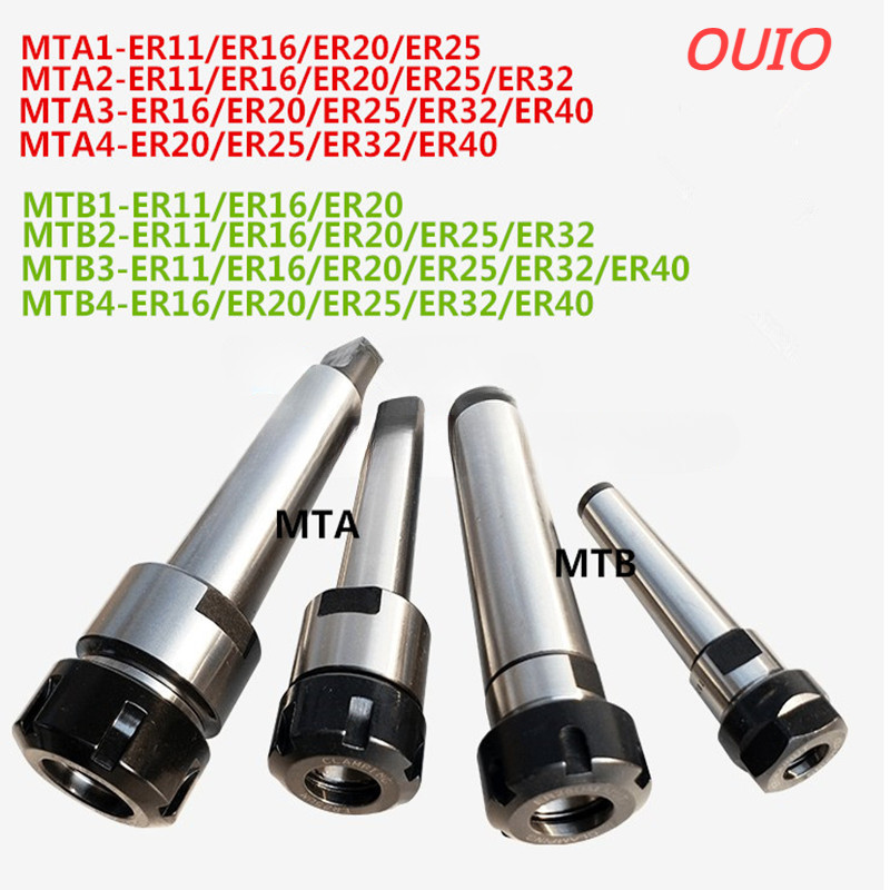 OUIO ร้อน 1 ชิ้น MT1/MT2/MT3/MT4 Morse Taper ER11/ER16/ER20/ER25/ER32/ER40 Collet Chuck Holder, CNC 