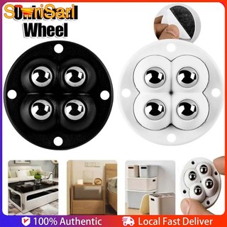 4Pcs Self Adhesive 360°Rotating Furniture Casters Wheels Household Mute Ball Universal Wheel Pulleys