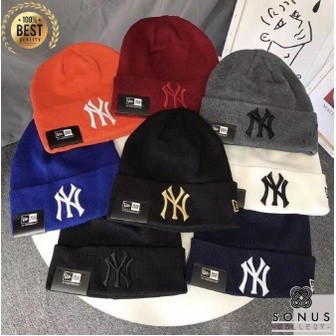 หมวกบีนนี่หมวกสั้น NY New ERA(นิวยอร์ก) หมวกบีนนี่วัสดุถักนําเข้าหนาใหม่