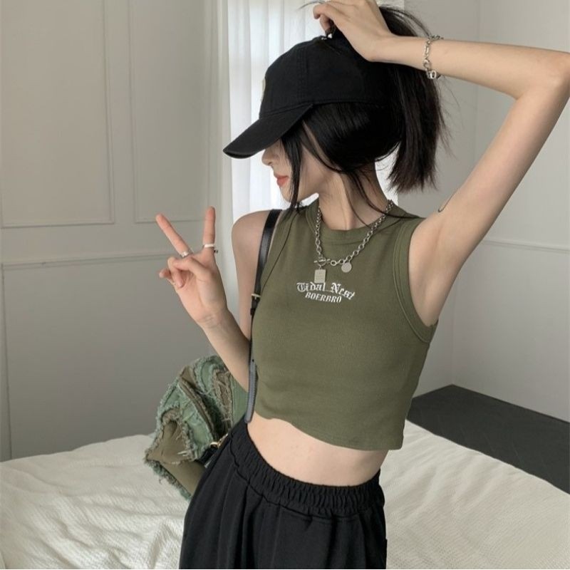 Glassy Sky พร้อมส่ (FY8034/FY8035) -H เสื้อกล้ามครอปสั้น มีฟองน้ำ ทรงครอปสั้นใส่สบายมาก