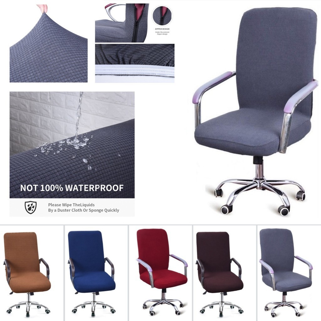 S/M/L ยืดหยุ่นล้างทําความสะอาดได้หมุนเก้าอี้สํานักงานเก้าอี้คอมพิวเตอร์ปก sarung kousen sarung kerus