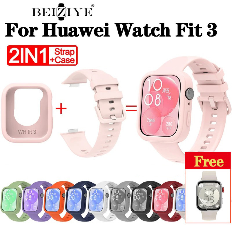 ซิลิโคน + เคสสําหรับ Huawei Watch Fit 3 Soft Protector สําหรับ Huawei Fit 3 สายกีฬาสีสันสดใสเปลี ่ ยนได ้ อุปกรณ ์ เสริม