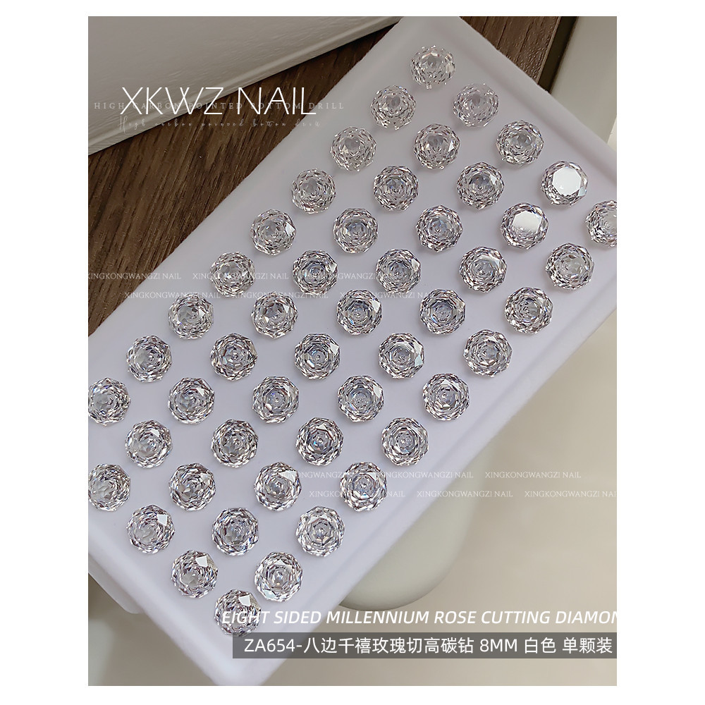 1ชิ้นแพ็คคาร์บอนสูงเพชรเพทายแปดเหลี่ยมกุหลาบมิลเลนเนียมกุหลาบกระพริบเล็บเพชรเครื่องประดับเกรดแฮนด์เมดอุปกรณ์ตกแต่งเล็บ - รูปที่ 5