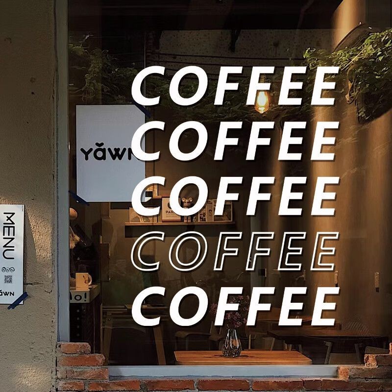 ร้านกาแฟสติกเกอร์กระจกตกแต่งหน้าต่างสร้างสรรค์ป้องกันการชนกันพื้นหลังผนังสติกเกอร์หน้าต่างภาพ