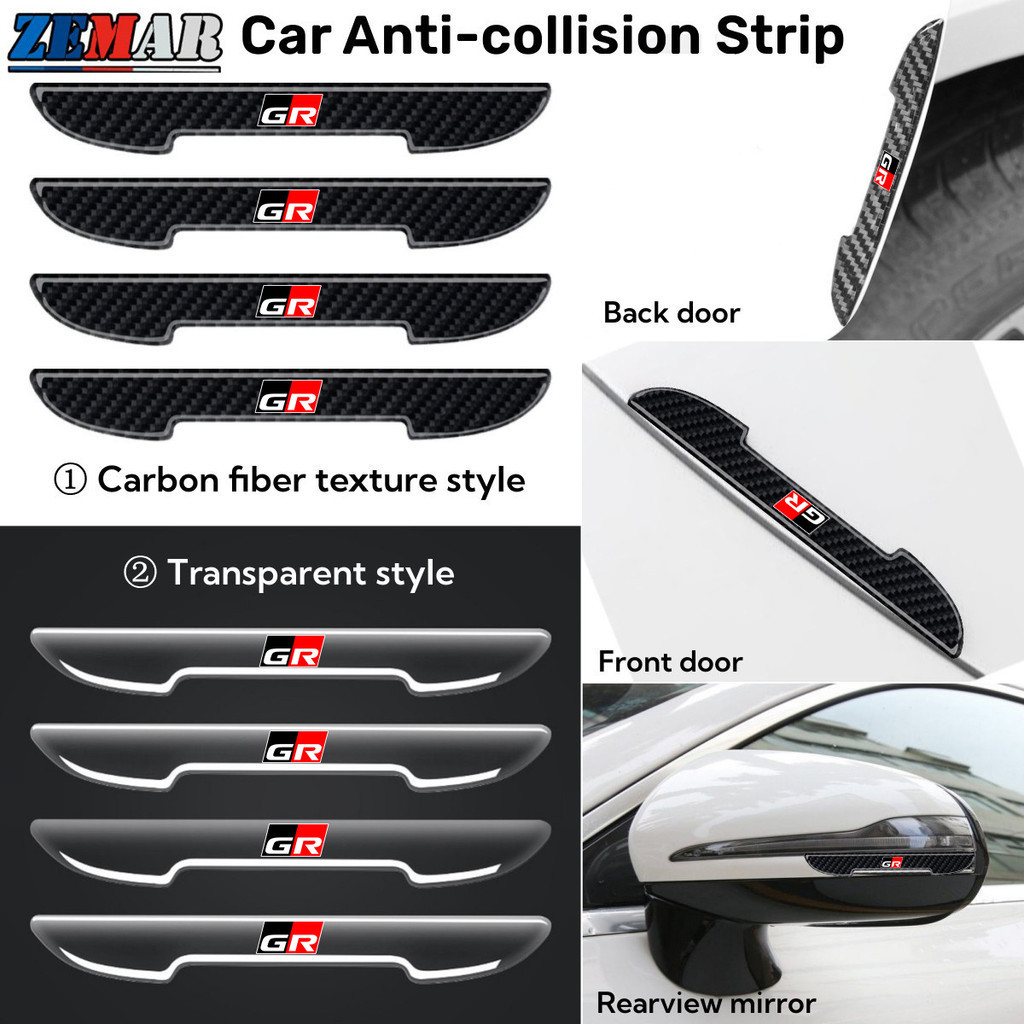 ตกแต่งบ้าน 4 ชิ้น Toyota GR ประตูรถ Anti-Collision Strip Auto Handle กระจกมองหลังสติกเกอร์กันชนใหม่คาร์บอนไฟเบอร์โปร่งใสเนื้อ Anti รอยขีดข่วนสติกเกอร์สําหรับ Agya Raize Calya Avanza Vel ส่งด่วน สั่งเลย