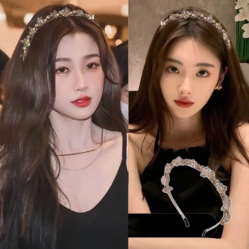 ที่คาดผมพู่ผีเสื้อประดับเพชรมุกดีไซน์แฟชั่นเกาหลีที่คาดผมนางฟ้าสุดหวานเครื่องประดับผมสาว