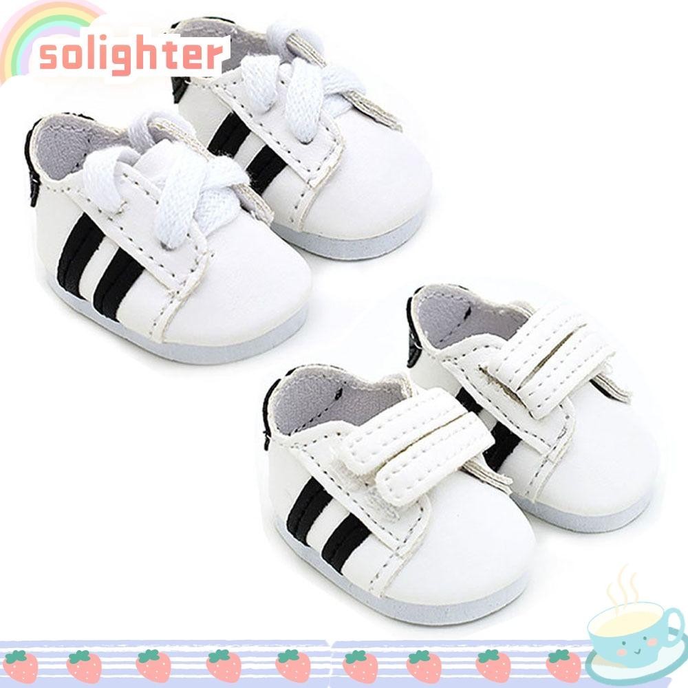 รองเท้าตุ๊กตา SOLIGHTER, รองเท้าของเล่นตุ๊กตา 4.5x2.5 ซม. 20 ซม., อุปกรณ์เสริมตุ๊กตามินิ Diy รองเท้าผูกเชือกตุ๊กตาผ้าฝ้าย