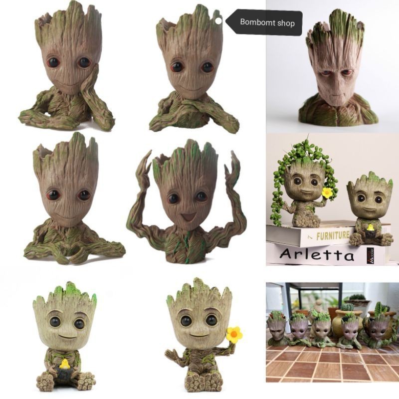 กระถาง กระถางแคคตัส Groot cosbaby cactus succulent pot figure