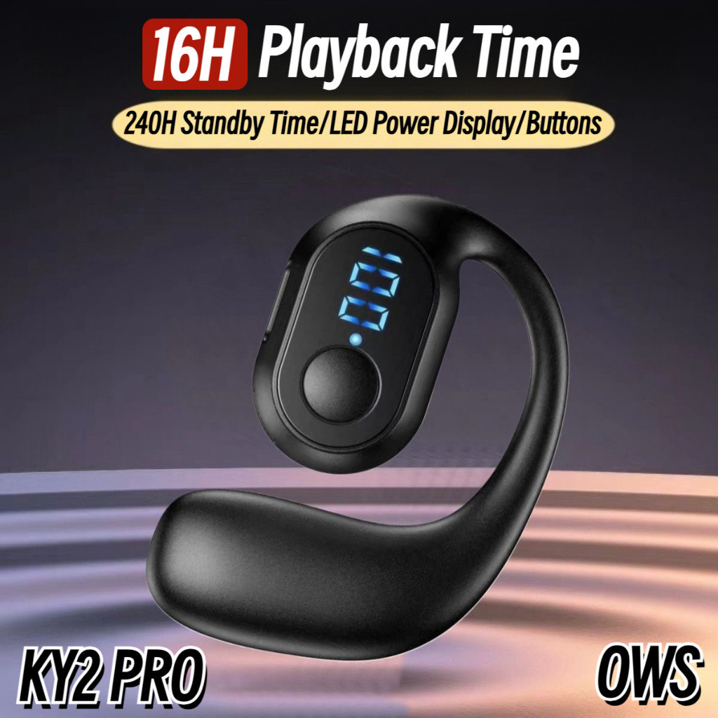 ใหม่ OWS KY2 PRO หูฟังบลูทูธหูเดียวจอแสดงผลดิจิตอลเอียร์บัดเดี่ยวสแตนด์บายนานเป็นพิเศษธุรกิจหูฟัง HD Call ชุดหูฟัง