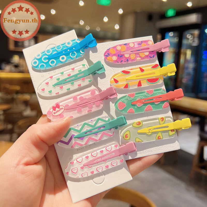 Fengyun 2 ชิ้น/แพ็ค Candy สีผม Bang คลิปฤดูร้อน Hairpin ไม่มี Crease อะคริลิค Barrette ผมด้านข้าง Clamp สําหรับสาวอุปกรณ์เสริมผม TH