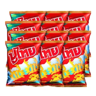 ปูไทย ขนาด5บาท 12ซอง ขนมรูปปู ปลาหมึก พริกไทย หม่าล่า สาหร่าย