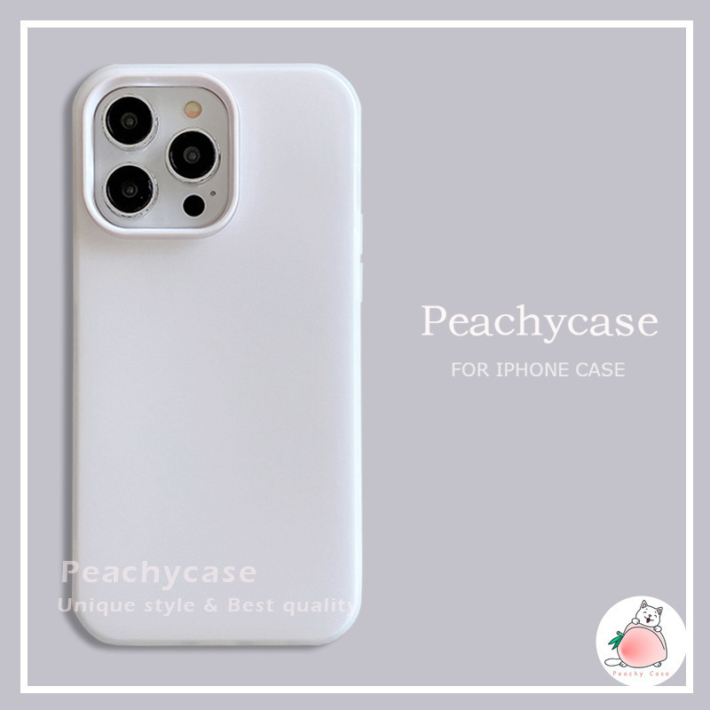 Simple 2 in 1 Solid White เคสโทรศัพท์สําหรับ iPhone 15 14 13 12 Pro Max 11 15promax Big Hole ฝาหลังกันกระแทกปลอกมือถือ