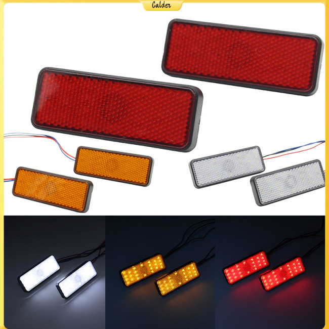 Calder 1 คู่รถจักรยานยนต์ Reflector จักรยานไฟฟ้า Led Reflector Square ป้ายทะเบียนไฟท้ายเบรคกันน้ํา