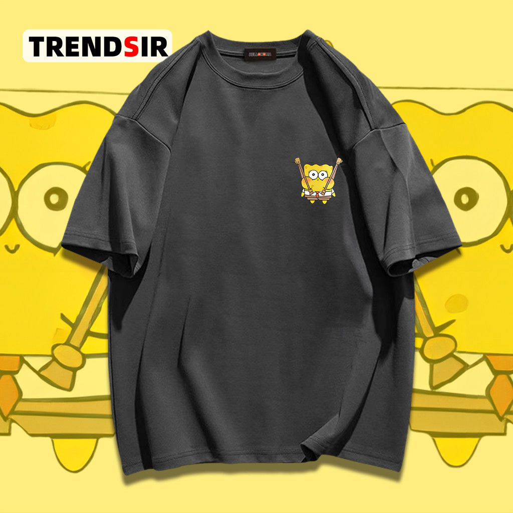TrendSir มาใหม่ ลายเยอะ ผ้าดีมาก เสื้อยืด summer เสื้อยืด oversize SpongeBob ลายกีฬาแฟชั่น 100% Cotton 9สี M-3XL