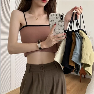 #061 🔥พร้อมส่ง🔥สายเดี่ยว เกาะอก ครอปทอป ครึ่งตัว ผ้าแน่น ยืดยุ่นดี ไร้โครงดันทรง ผ้านิ่มใส่สบาย