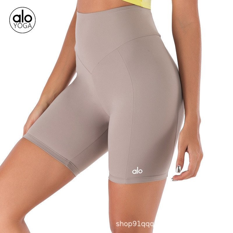 Alo yoga yoga กางเกงขาสั้นทรงสกินนี่เอวสูงยกสะโพกกางเกงออกกําลังกายแห้งเร็วระบายอากาศได้วิ่งกางเกงห้าจุด