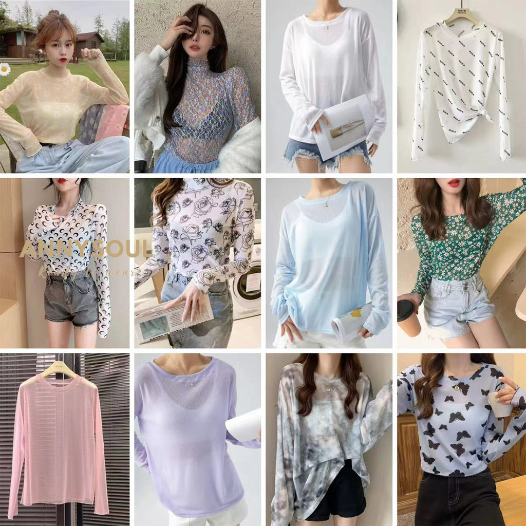 เสื้อซีทรูรุ่นใหม่ล่าสุด สไตล์เกาหลี เสื้อรัดรูปแขนยาว