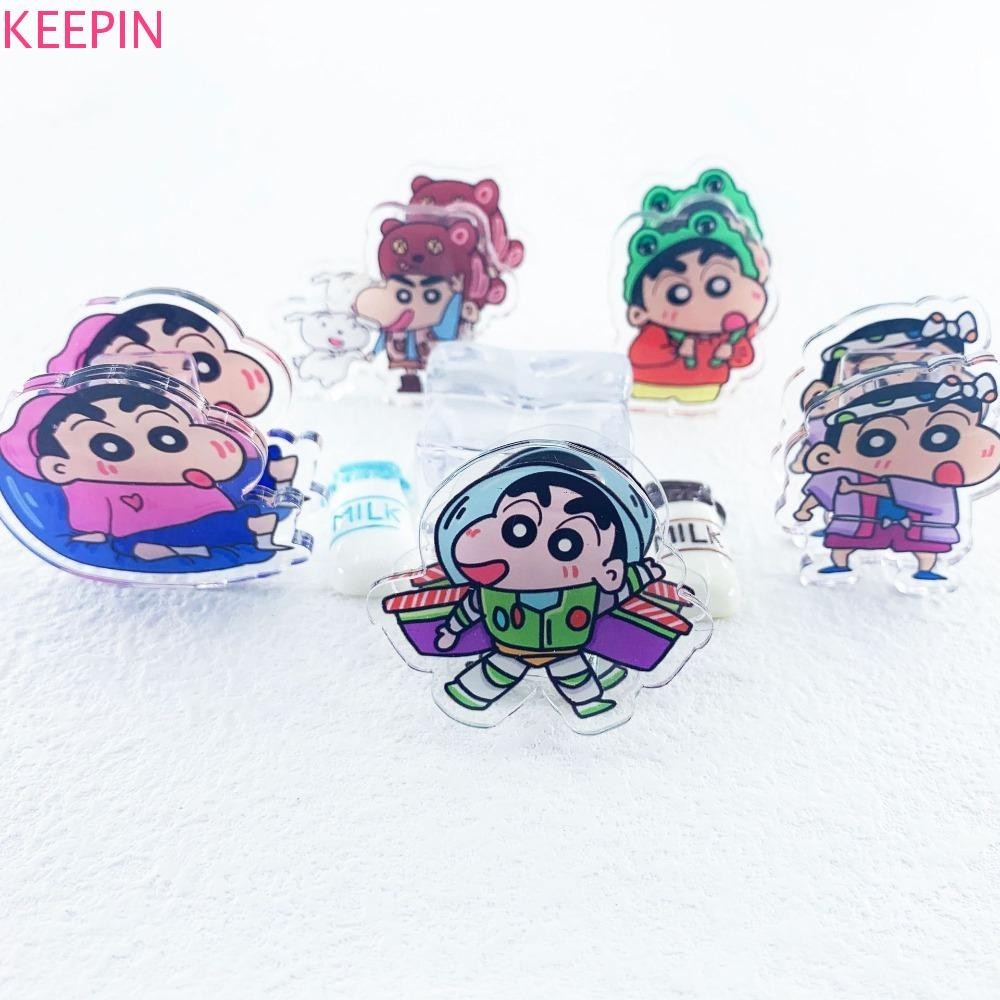 Keepin คลิปหนีบกระดาษอะคริลิค, คลิปหนีบกระดาษ Crayon Shin-Chan คลิป PP น่ารัก, อุปกรณ์สํานักงานตกแต่งบุ๊คมาร์ค Ins การ์ตูน Memo Clip เด็ก