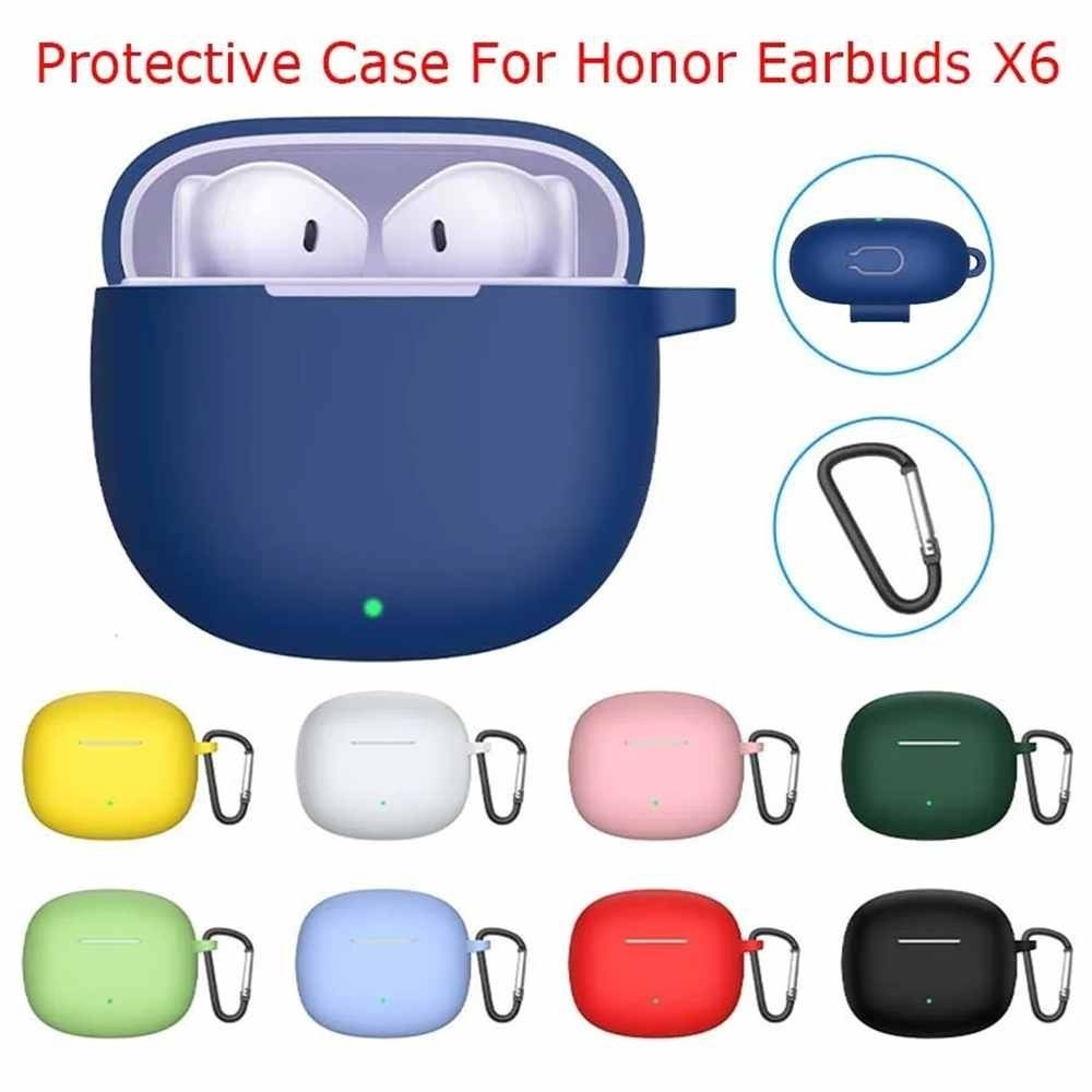 เคสบริสุทธิ์สําหรับ Honor หูฟัง X6 กรณีนุ่ม Minimalist แบบพกพาซิลิโคนหูฟังพร้อมพวงกุญแจสําหรับหูฟัง X6 ป้องกันหลากสีปลอก