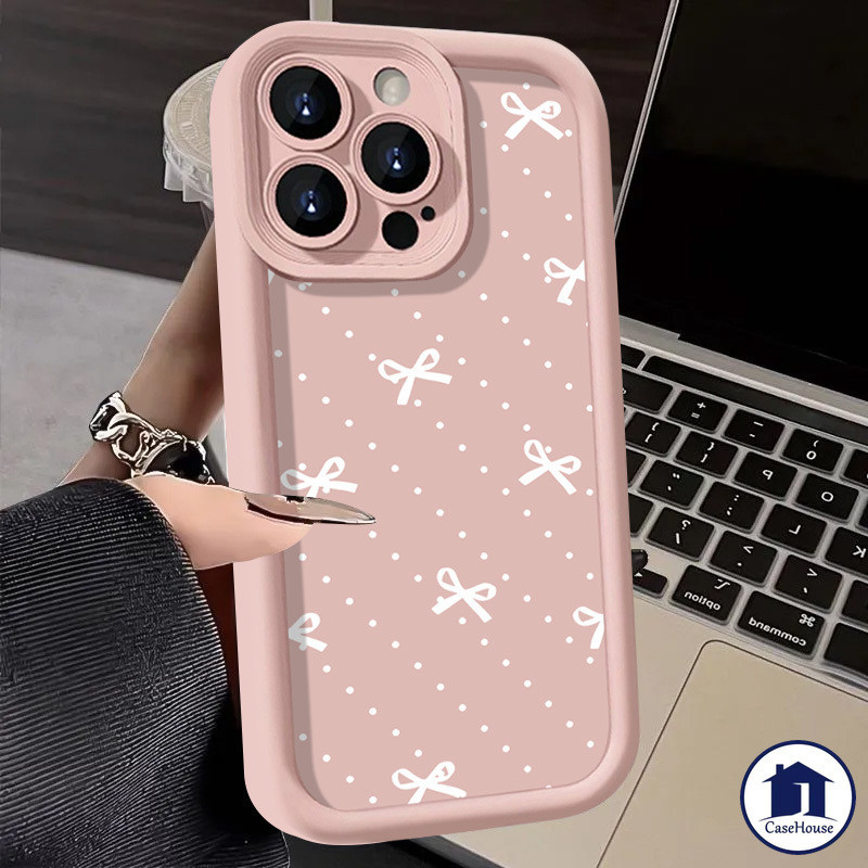 เคส Soft Bow-Knot สีขาวเข้ากันได้กับ Realme 11 C67 C53 C51 C25 C12 C51s C55 C11 C25Y C15 C35 C20 Note 50 5i 7i 6i