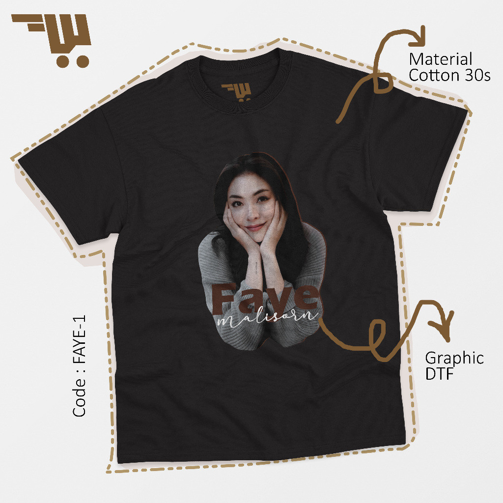 2024Faye Malisorn T-shirt  เสื้อยืดแขนสั้นคอกลมMonica - T-Shirt FAYE Malisorn Kaos FAYE-1 Cotton Com