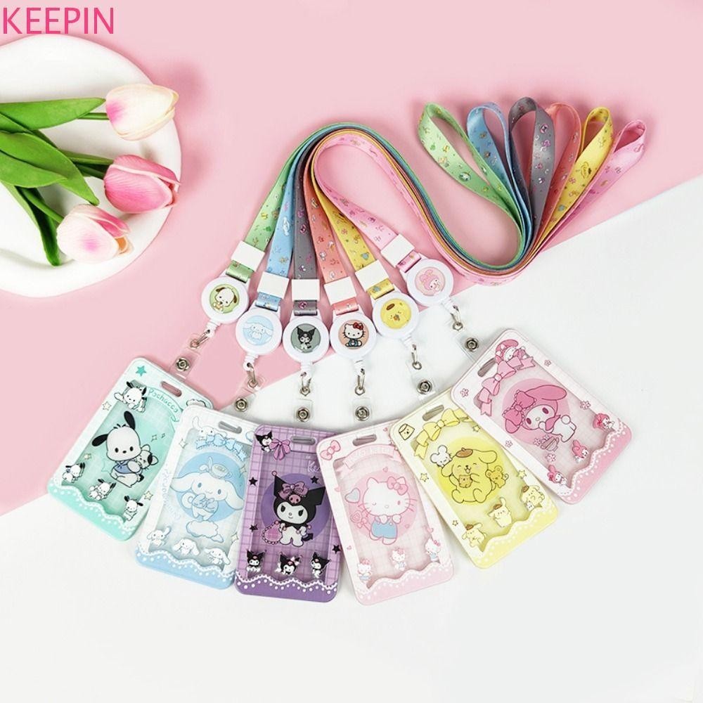 Keepin Kuromi Card Holder, Anime Pochacco Cartoon Card Case, Creative KT Cat Lanyard Animals Cinnamoroll Bus Card Holder Student