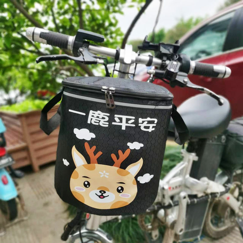 จักรยานพับตะกร้าด้านหน้าตะกร้าเสริมหนากันน้ําผ้าใบแขวนสีฟ้าตะกร้ารถสเก็ตบอร์ดรถยนต์ไฟฟ้าด้านหน้ากระเป๋า