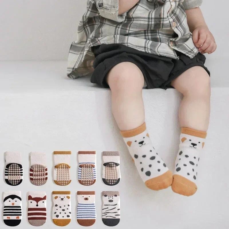 5 คู่/ล็อตเด็กผ้าฝ้าย Anti-slip ถุงเท้าสําหรับชายหญิง Low Cut Floor Todders ถุงเท้ายาง Grips Socken สําหรับ 0-5 ปี