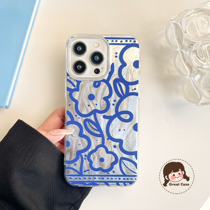 Insสไตล์blue Lineดอกไม้สําหรับRedmi K70 A4 K60 K50 K40 Pro K70E K60E K40S Pro Ultra A3 A3X A2 A1 Plu