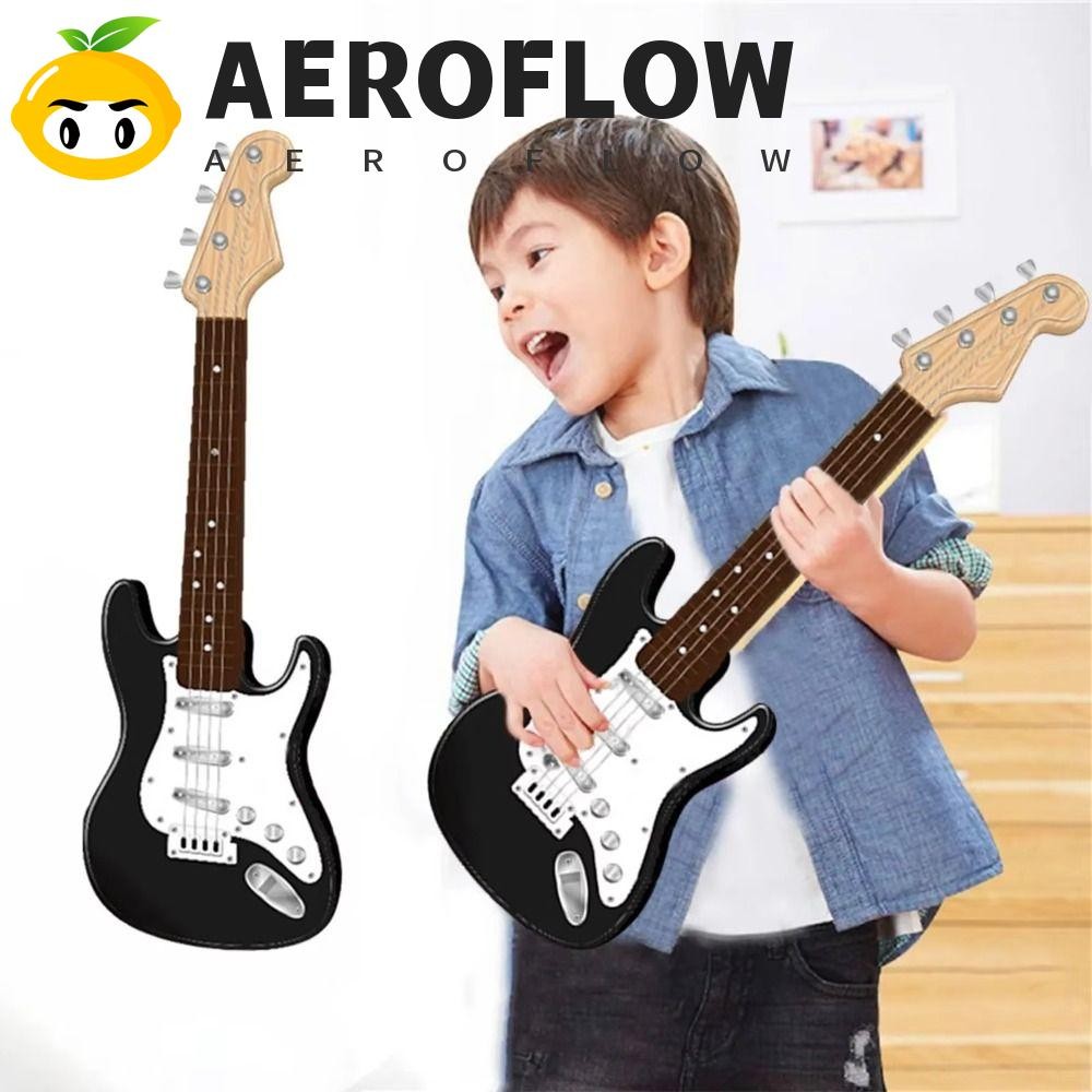 Aeroflow 4 สายกีตาร์ไฟฟ้า,ปรับ String Knob 4 Strings เครื่องมืออิเล็กทรอนิกส์ของเล่น,แฟชั่นทนทาน Playable 43 ซม.เครื่องดนตรีของเล่นเด็กของเล่น