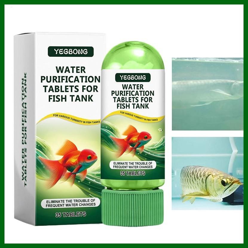 Aquarium Water Cleaner แท็บเล็ต Turbidity Remover สาหร่าย Clarifier Aquarium Water Conditioner ทําความสะอาด demebth