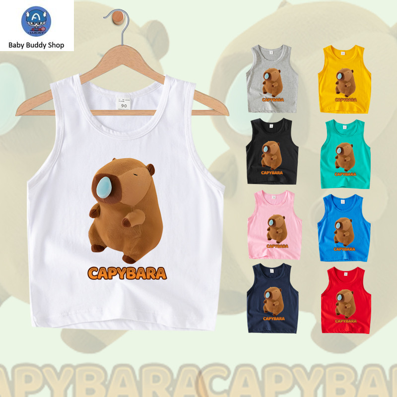 Capybara การ์ตูนเด็กเสื้อกล้ามผ้าฝ้าย 100% เสื้อแขนกุดสําหรับเด็กผู้หญิง 9 สี TA088