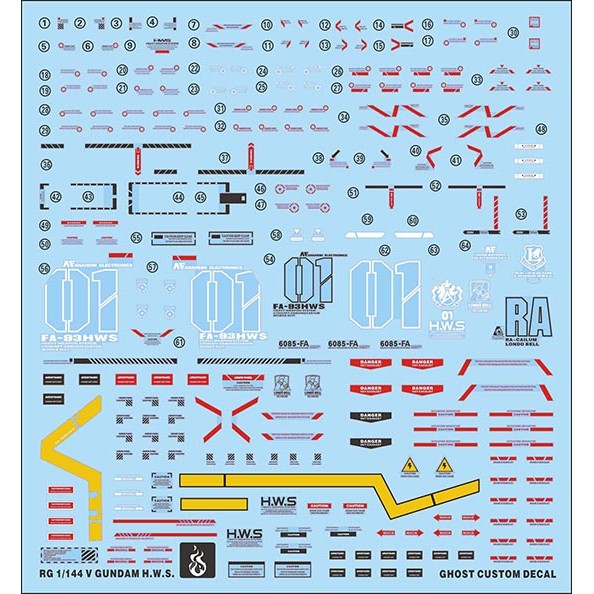 YAN GHOST RG 1/144 V HS  HWS NU WATER SLIDE DECAL (YANGR008)