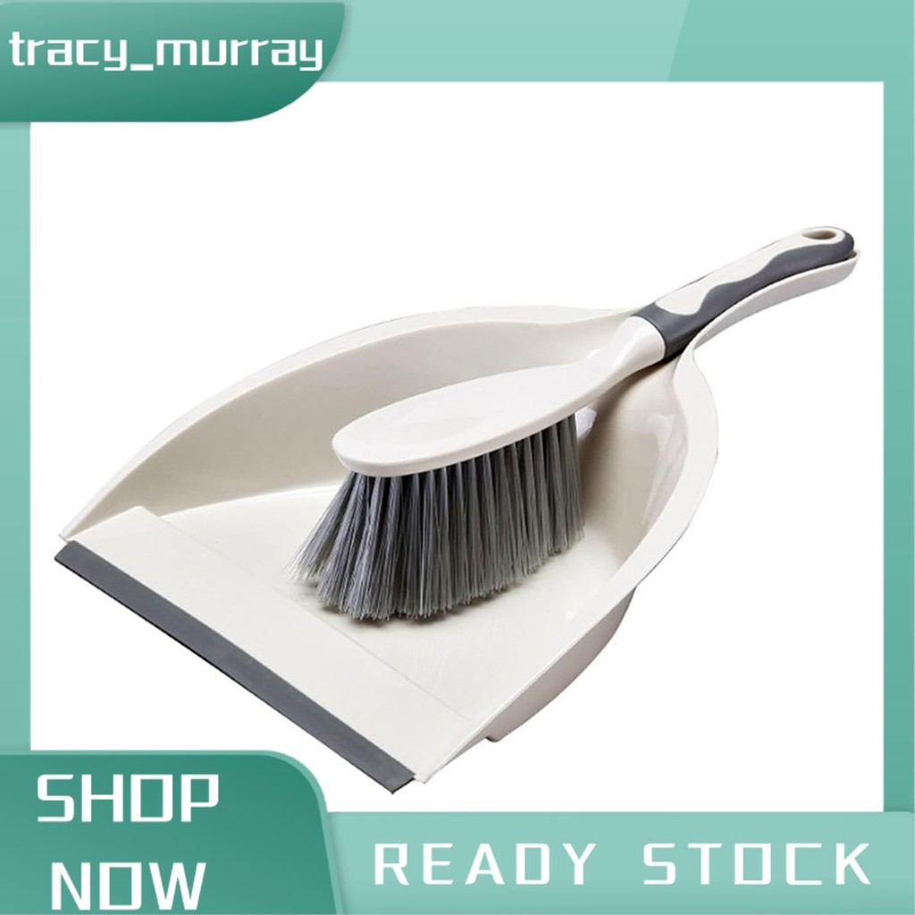 tracy_murray ชุดที่โกยผงและแปรงพร้อมที่จับ - ชุดไม้กวาดและที่ตักขยะแบบพกพา Combo - ขนาดเล็ก ติดตั้งง่าย