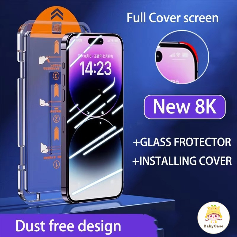 ฟิล์มป้องกันหน้าจอการออกแบบที่ไม่มีฝุ่นเต็มรูปแบบ IPhone 11 13 16 15 12 14 Pro Max XR 7 8 16 14 15 Plus X XS MAX SE 2020