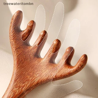 Tt ไม้จันทน์สีทองธรรมชาติห้ากรงเล็บนวดหนังศีรษะ Gua Sha เครื่องมือ Back Scratcher สปามือถือ Meridian หวีนวด Hair Care mbn