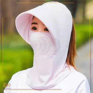 HH หมวกผ้ากันแดด ปกคลุมทั้งใบหน้า สามารถกันแดดได้ ทั้งใบหน้าและลำคอ ผ้าคลุมหัวกันรังสียูวี Shawl sun hat มีผ้าปิดหน้า