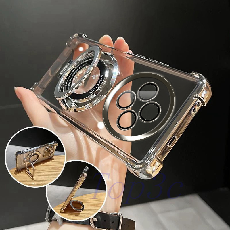 เคส OPPO Reno 12F 5G Bracket สไตล์ถุงลมนิรภัยป้องกันการตกเคสโทรศัพท์โปร่งใส CDSJ