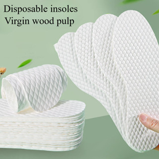 (5คู่)พื้นรองเท้าเยื่อไม้แบบใช้แล้วทิ้ง ดูดซับเหงื่อ ระบายอา…